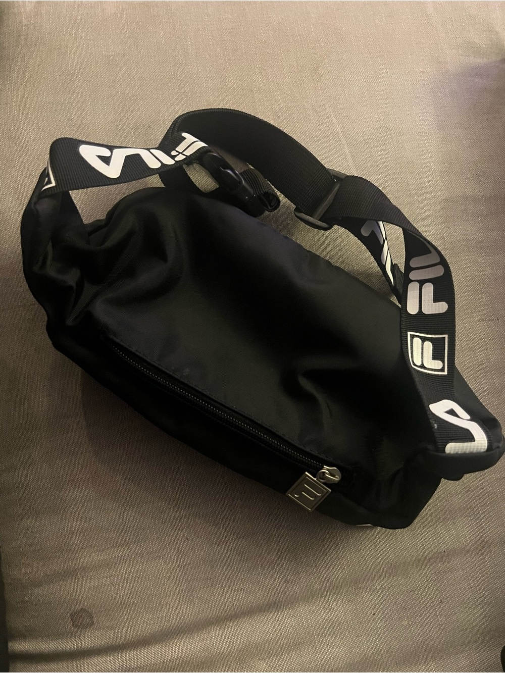 Fila Black Belt Bag with Branded White Logo Strap